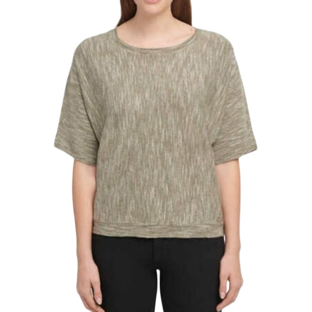 DKNY MARLED SAGE SHORT SLEEVE LIGHTWEIGHT SWEATER LIKE NEW! SIZE LARGE